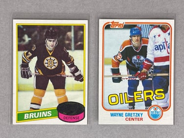 1980 Topps Ray Bourque Rookie + 1981 Topps Wayne Gretzky