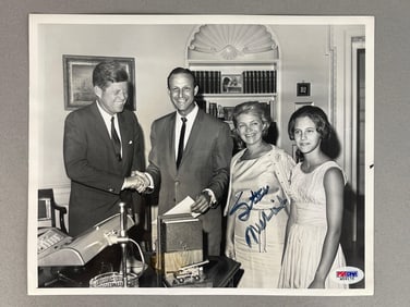 1962 Signed Type 1 Photo of Stan Musial Meeting President Kennedy with PSA/DNA