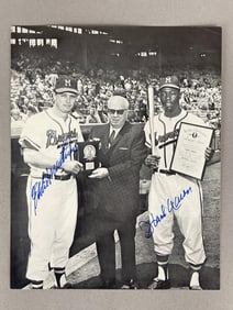Hank Aaron and Eddie Mathews Signed 8 x 10 Photo with JSA LOA
