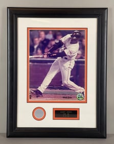 Framed Barry Bonds Signed 500th HR Photo with Game Worn Jersey 225/500