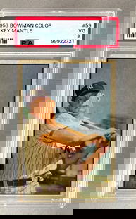 1953 Bowman Color Mickey Mantle #59 PSA 3: 1953 Bowman Color Mickey Mantle #59 PSA