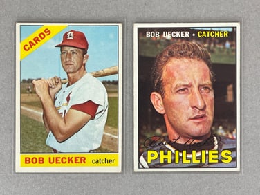 1966 and 67 Topps Bob Uecker #326 and 91