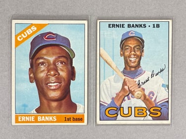 1966 and 67 Topps Ernie Banks Cards