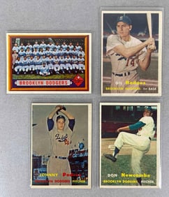 4 - 1957 Brooklyn Dodgers Cards with HOF and Team Card