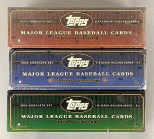 3 - 2002 Topps Baseball Factory Sets - Red, Blue, and Green