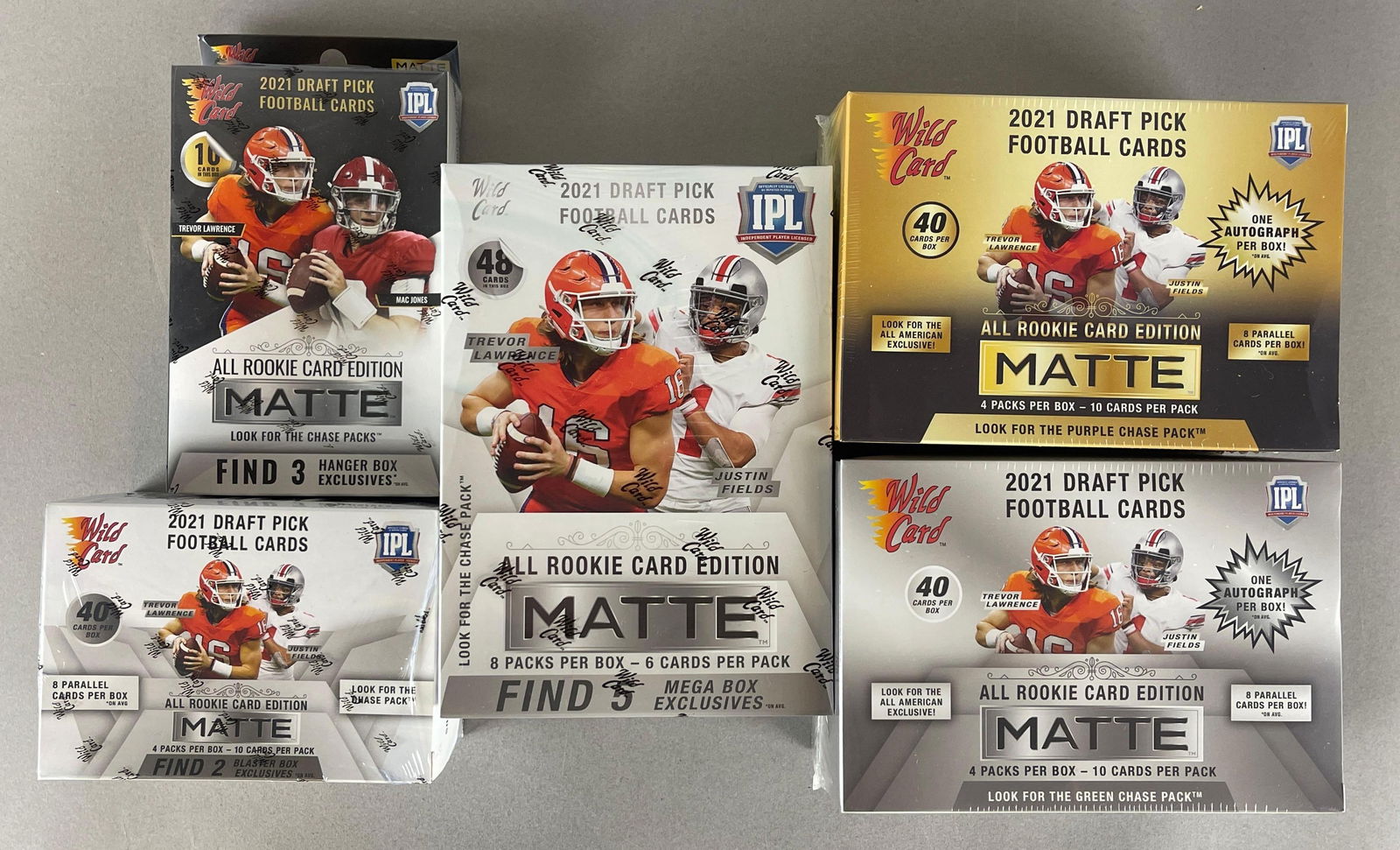 5 - 2021 Wild Card Football Draft Matte Mega, Blaster, and Hanger Boxes (1 of 2)