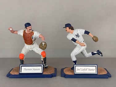 Jim Catfish Hunter and Thurman Munson Romito Sculpture Statue 278/400 and Sample