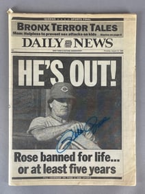 Pete Rose Signed The Daily News Hes Out Full Newspaper with JSA LOA