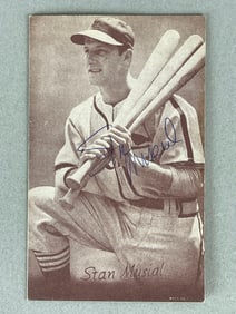1947 - 66 Exhibits Stan Musial Signed Card with JSA LOA