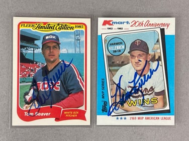 Tom Seaver and Harmon Killebrew Signed Cards with JSA LOA