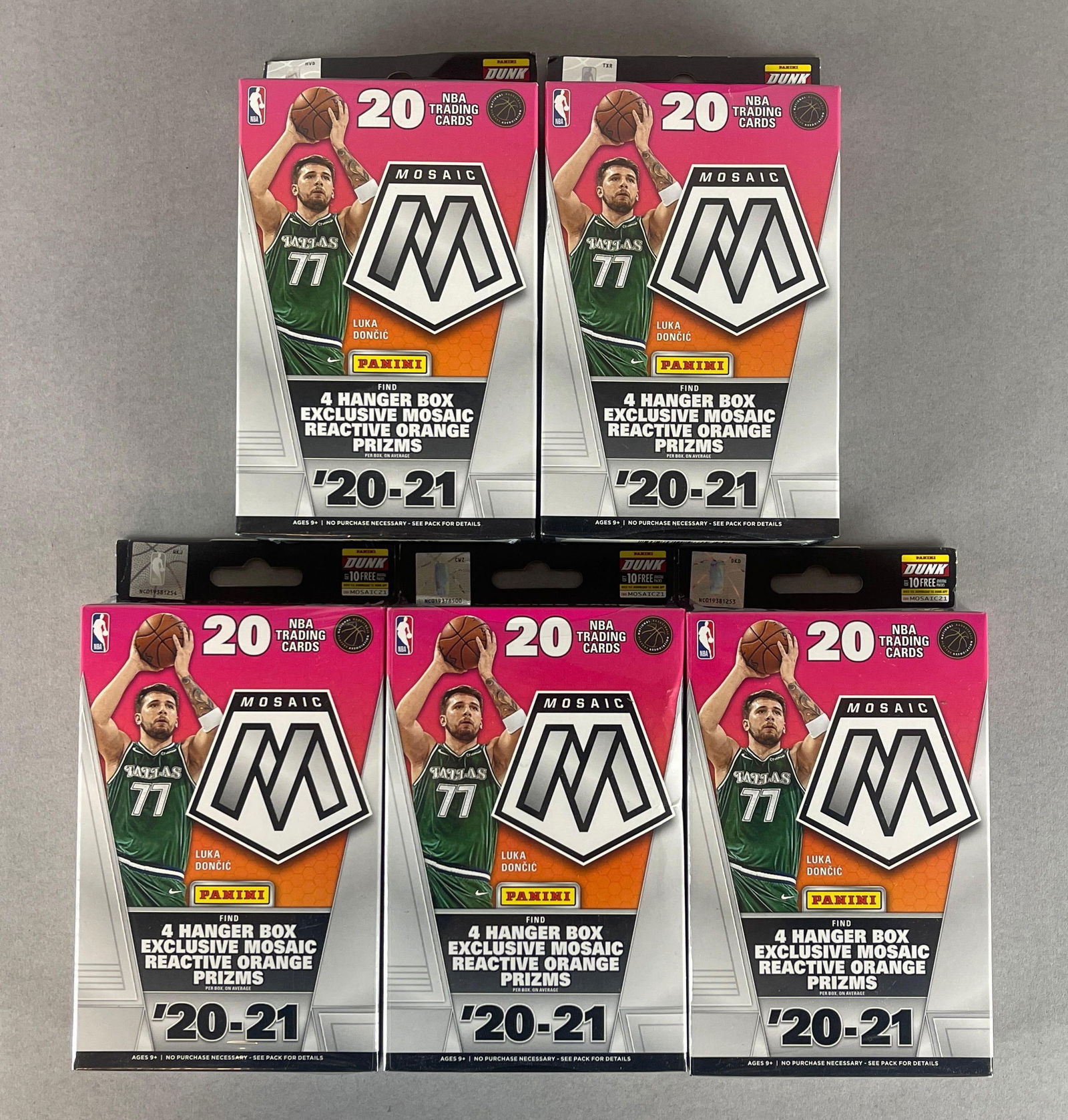 5 - 2020 - 21 Mosaic Basketball Hanger Boxes: 20 - Cards per Box