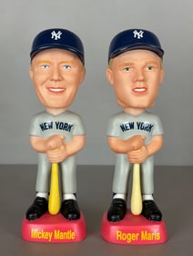 1993 Mickey Mantle and Roger Maris SAM Bobbleheads Matching Numbers Set