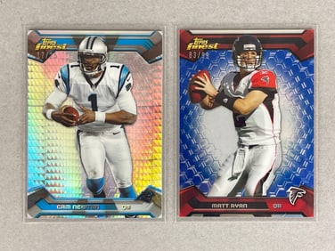 2013 Topps Finest Prizm Refractor Cam Newton 17/25 an Blue Refractor Matt Ryan 83/99