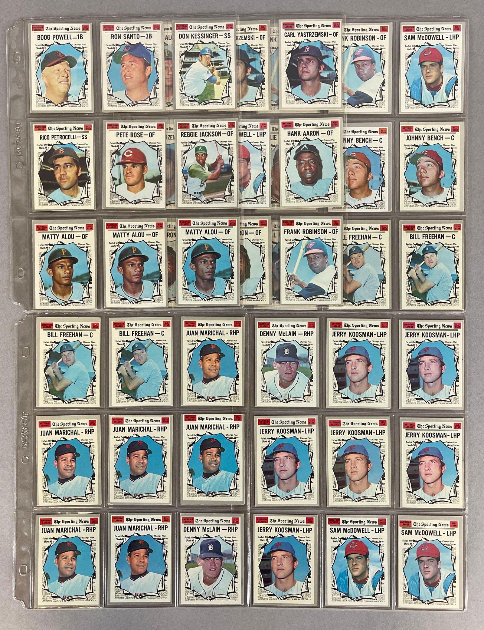45 - 1970 Topps Baseball All-Star Cards with HOFs (1 of 6)
