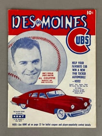 Rare 1948 Des Moines Cubs Minor League Program
