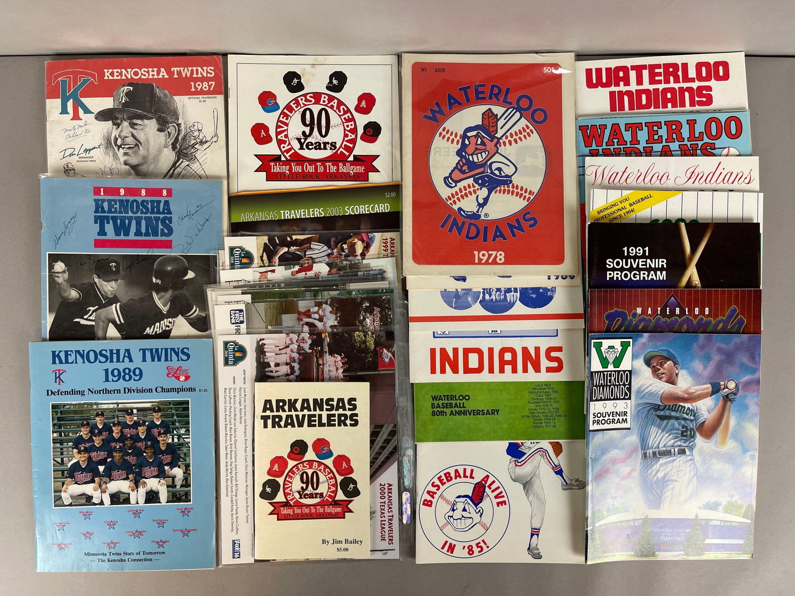 25+ Waterloo Indians, Kenosha Twins, and Arkansas Travelers Programs and Team Photos: Some have autographs on a couple programs