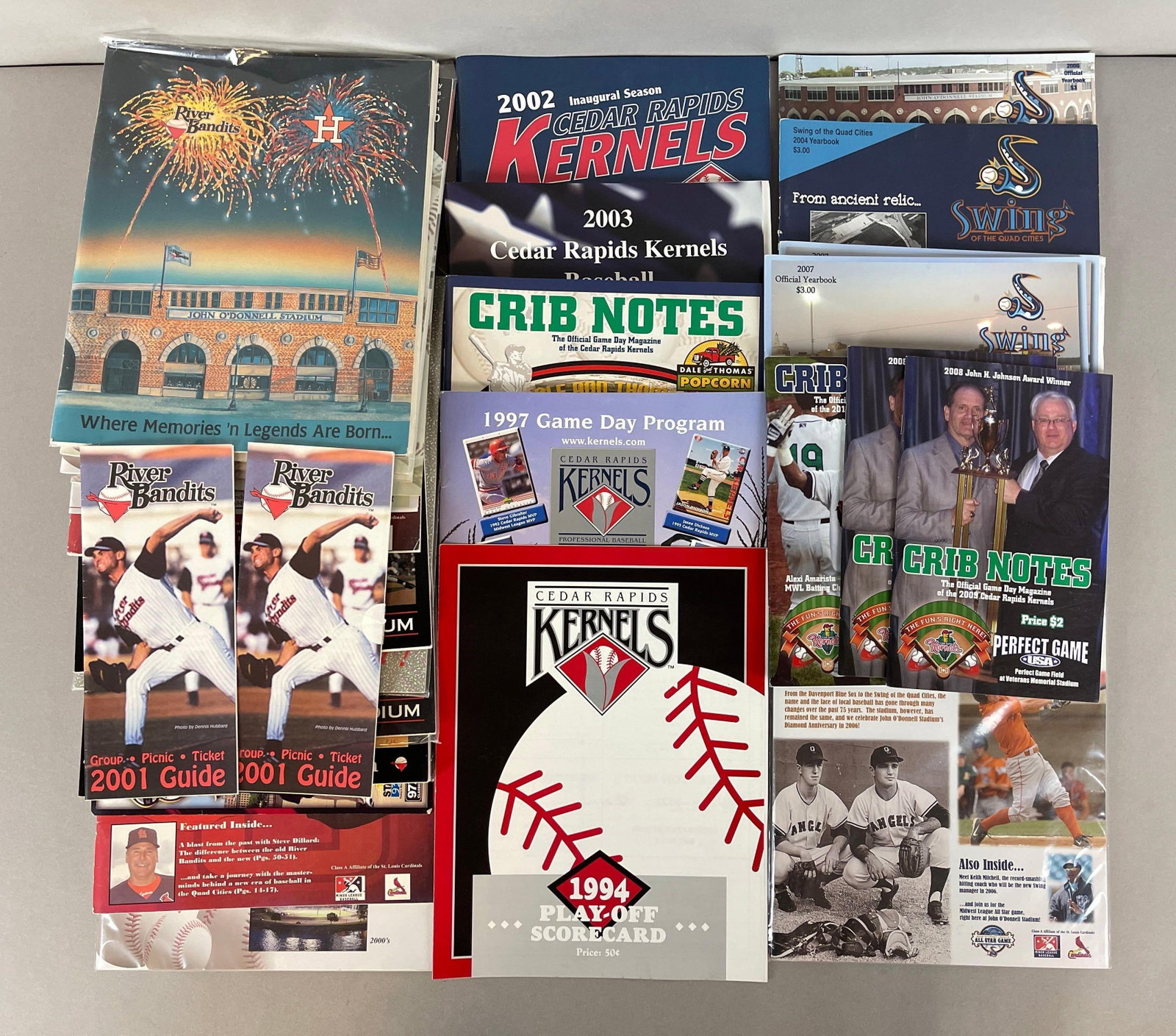 25+ Quad Cities River Bandits, Swing, and Cedar Rapids Kernels Programs: Some programs have Autographs