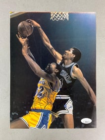 George Gervin Ice Signed Magazine Photo with Magic Johnson JSA COA