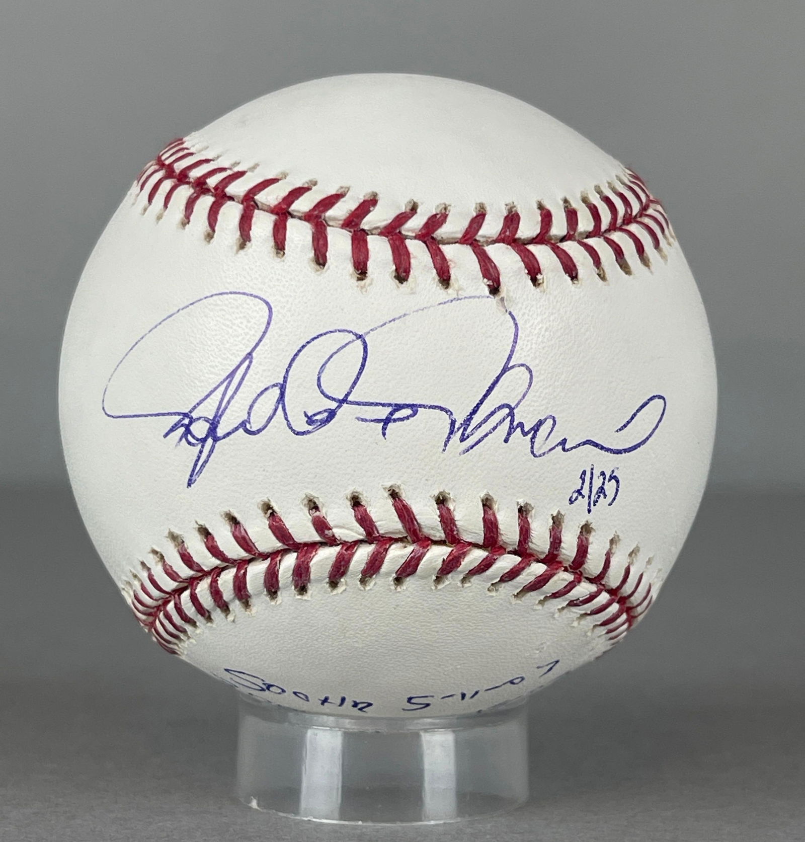 Rafael Palmeiro Signed Official MLB Rawlings Baseball with Inscriptions and COA 2/25 (1 of 4)