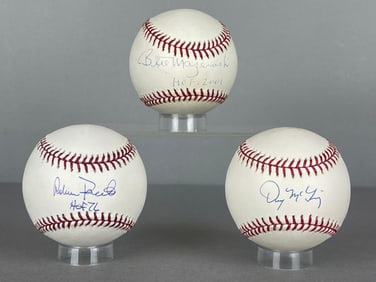 Bill Mazeroski, Robin Roberts, and Denny McLain Signed Baseballs