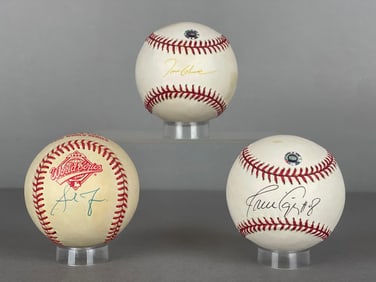 Tom Glavine, Javy Lopez, and An Early Andrew Jones Signed Baseballs