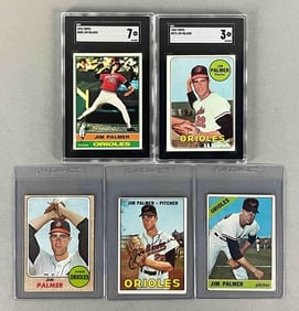 5 - 1966 - 76 Topps Jim Palmer Cards with Rookie and Graded