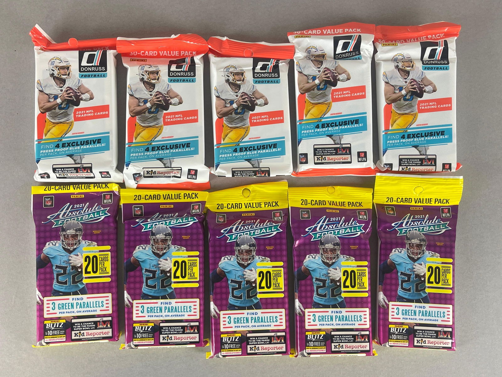 5 - 2021 Absolute + 5 - 2021 Donruss Football Value Packs (1 of 3)