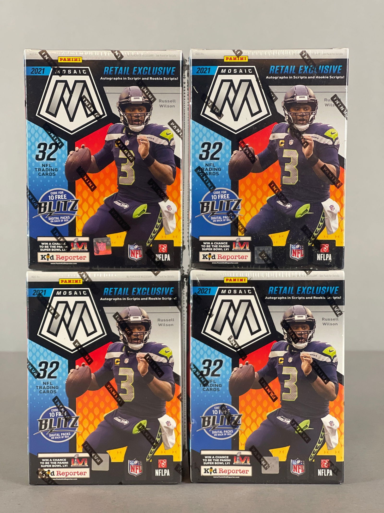 4 - 2021 Mosaic Football Blast Boxes: 8 - Pack per box, 4 - Cards per pack