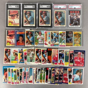 45+ 1973 - 86 Pete Rose Cards with 5 - Graded