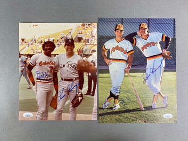 Eddie Murray Goose Gossage and Steve Garvey and Goose Gossage Signed Photos with JSA COA