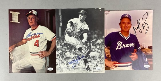 Whitney Ford, Earl Weaver and Gaylord PerrySigned 8 x 10 Photo and Magazine Photos with JSA COA