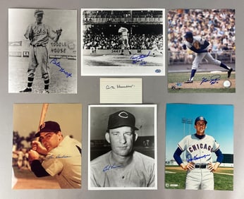 7 - Baseball Signed Photos and Index Card with HOFs
