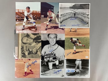 9 - Milwaukee Braves Signed Photos and Clippings with Mathews and Spahn