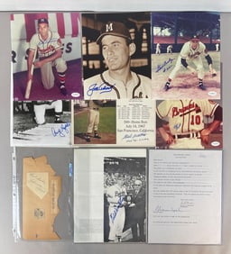 9 - Milwaukee Braves Signed Photos, Cuts, and Contracts