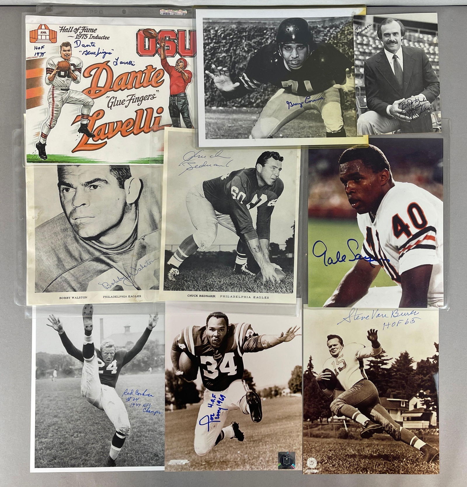 9 - Signed Football Photos with Sayers and Bednarik (1 of 3)