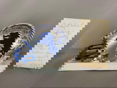 Hopalong Cassady Signed Detroit Lions Mini Helmet and Photo Card