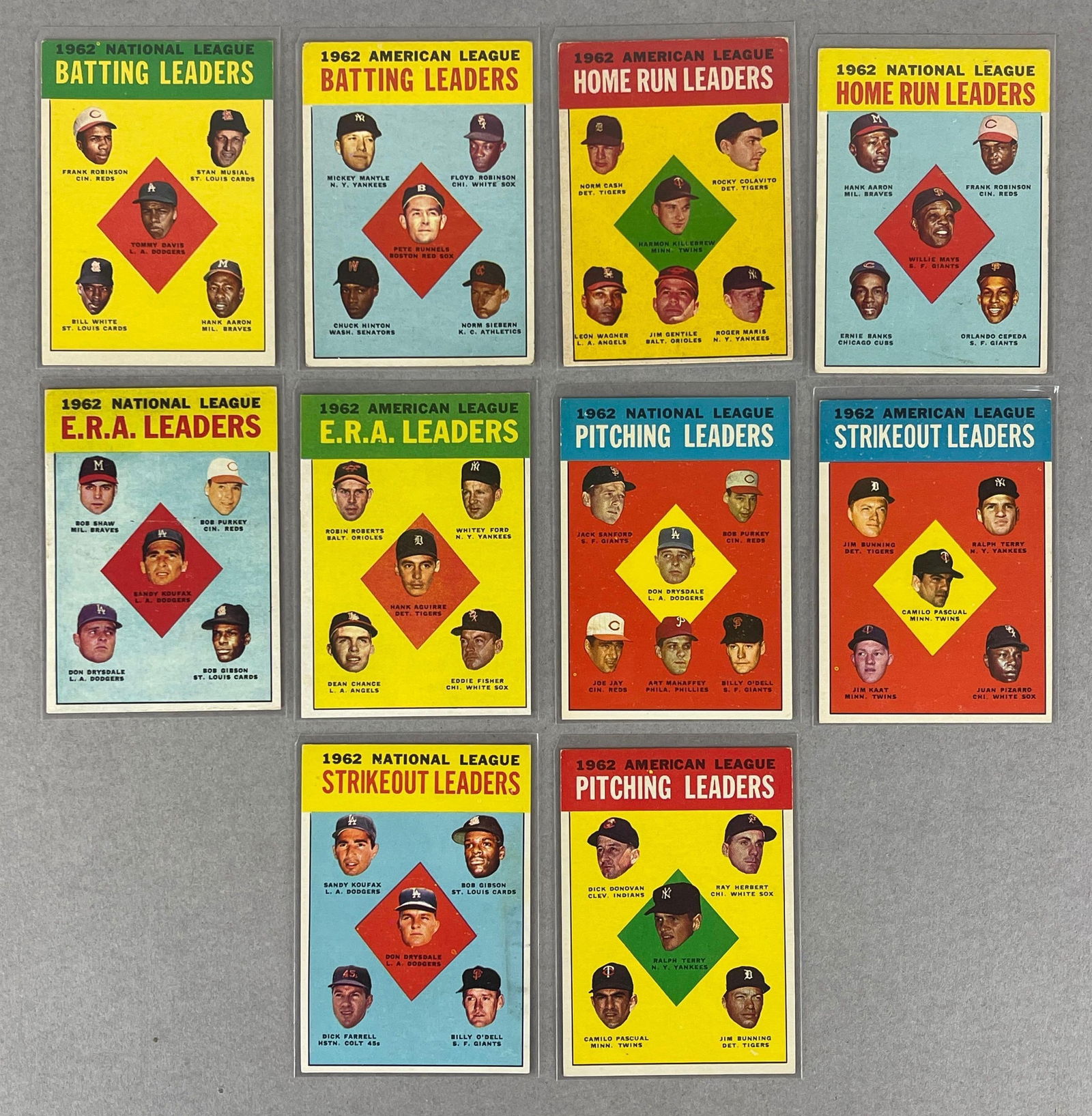 1963 Topps League Leaders Cards Set of 10 (1 of 2)