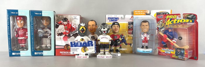 8 - Collectable NHL Bobbleheads + 2 - Hockey Figurines