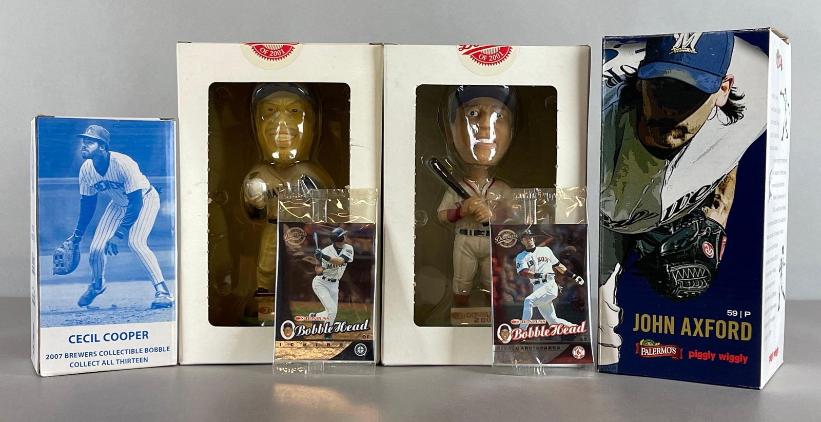 2001 Donruss Ichiro and Nomar Garciaparra and Rare Cards + 2 Braves Bobbleheads (1 of 3)