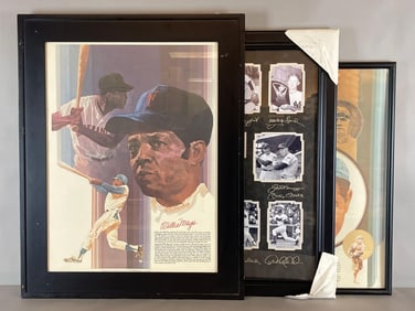 Babe Ruth, Willie Mays, and New York Yankees Legend Framed Posters