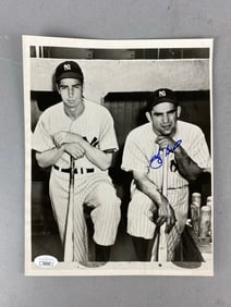 Signed Yogi Berra with Joe DiMaggio 8 x 10 Photo with JSA COA