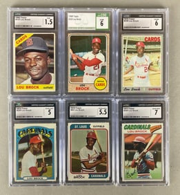 6 - 1966 - 1977 Topps Baseball Lou Brock Graded Cards