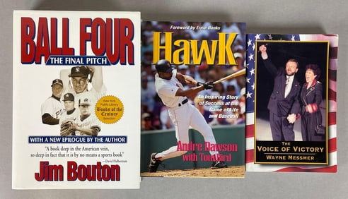 Andre Dawson, Jim Bouton, and Wayne Messmer Signed Books