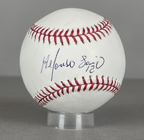 Alfonso Soriano Signed Official MLB Rawlings Baseball with Game Ticket