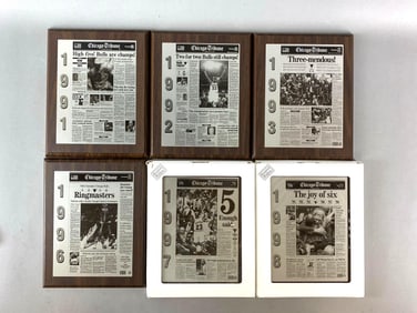 6 - Chicago Bulls Championships Chicago Tribune Plaques