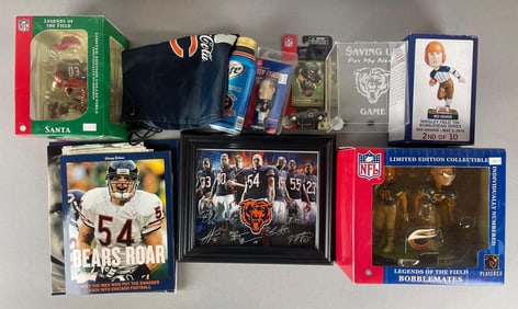 Group of Chicago Bears Memorabilia with Bobbleheads