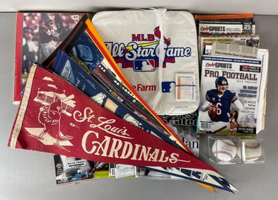 Vintage St. Louis Cardinals, Pittsburgh Pirates Pennants + Other pennants, Signed Baseballs, and