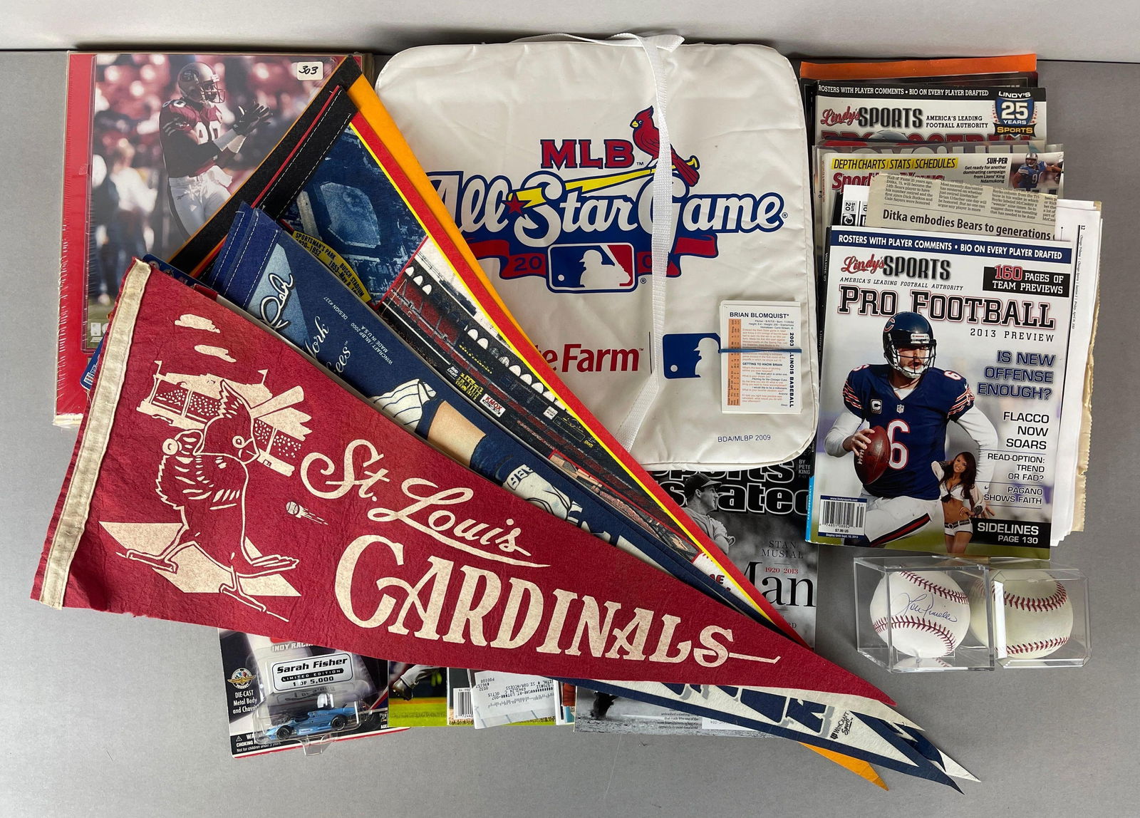 Vintage St. Louis Cardinals, Pittsburgh Pirates Pennants + Other pennants, Signed Baseballs, and (1 of 8)