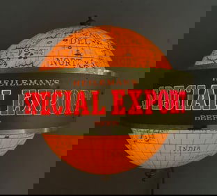 Vintage Special Export Beer Rotating Globe Light-Up Advertising Sign
