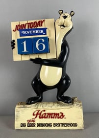 Vintage Hamm's Beer Bear Plastic Advertising Calendar Statue